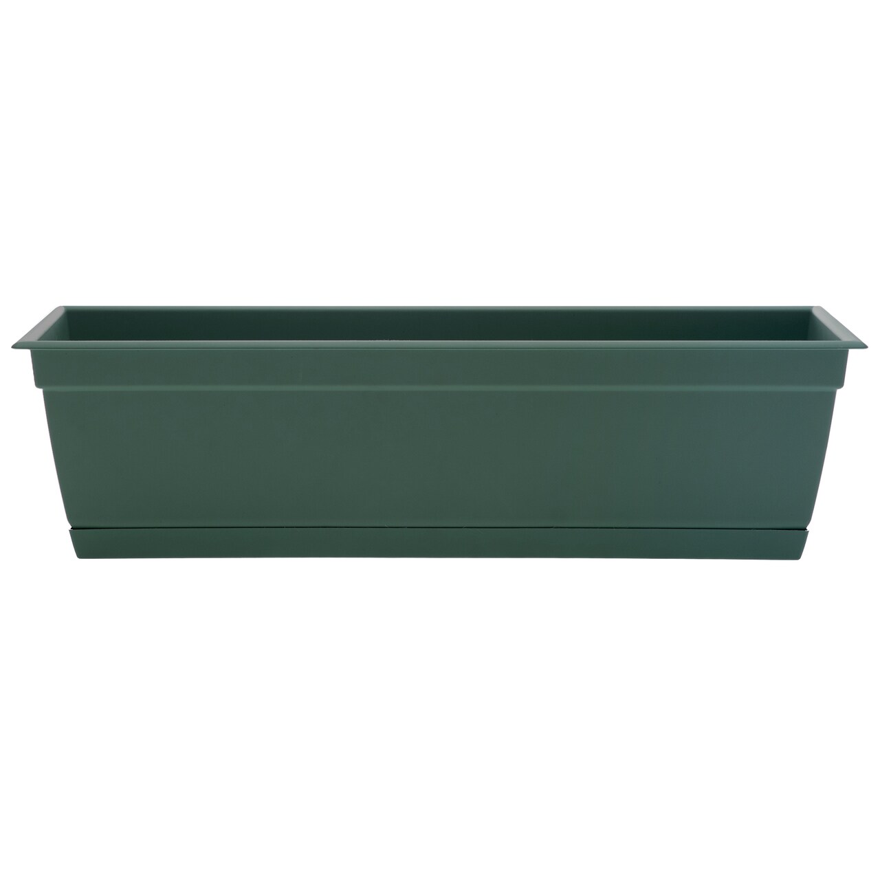 Bloem Dayton Window Box Planter: 24" - Turtle Green - 100% Recycled Durable Plastic Box, Elevated Feet, For Indoor and Outdoor Use, Gardening, 5 Gallon Capacity